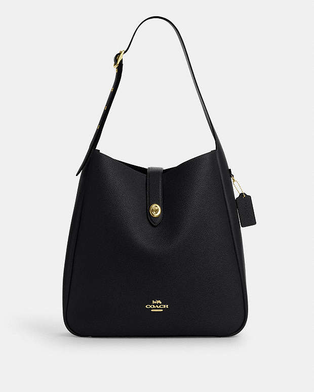 Hadley Large Shoulder Bag Pebbled Leather-Gold-Black Pebbled Leather-Gold-Black