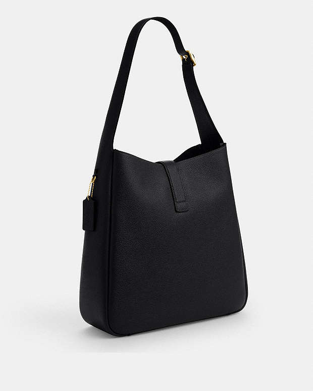Hadley Large Shoulder Bag Pebbled Leather-Gold-Black Pebbled Leather-Gold-Black