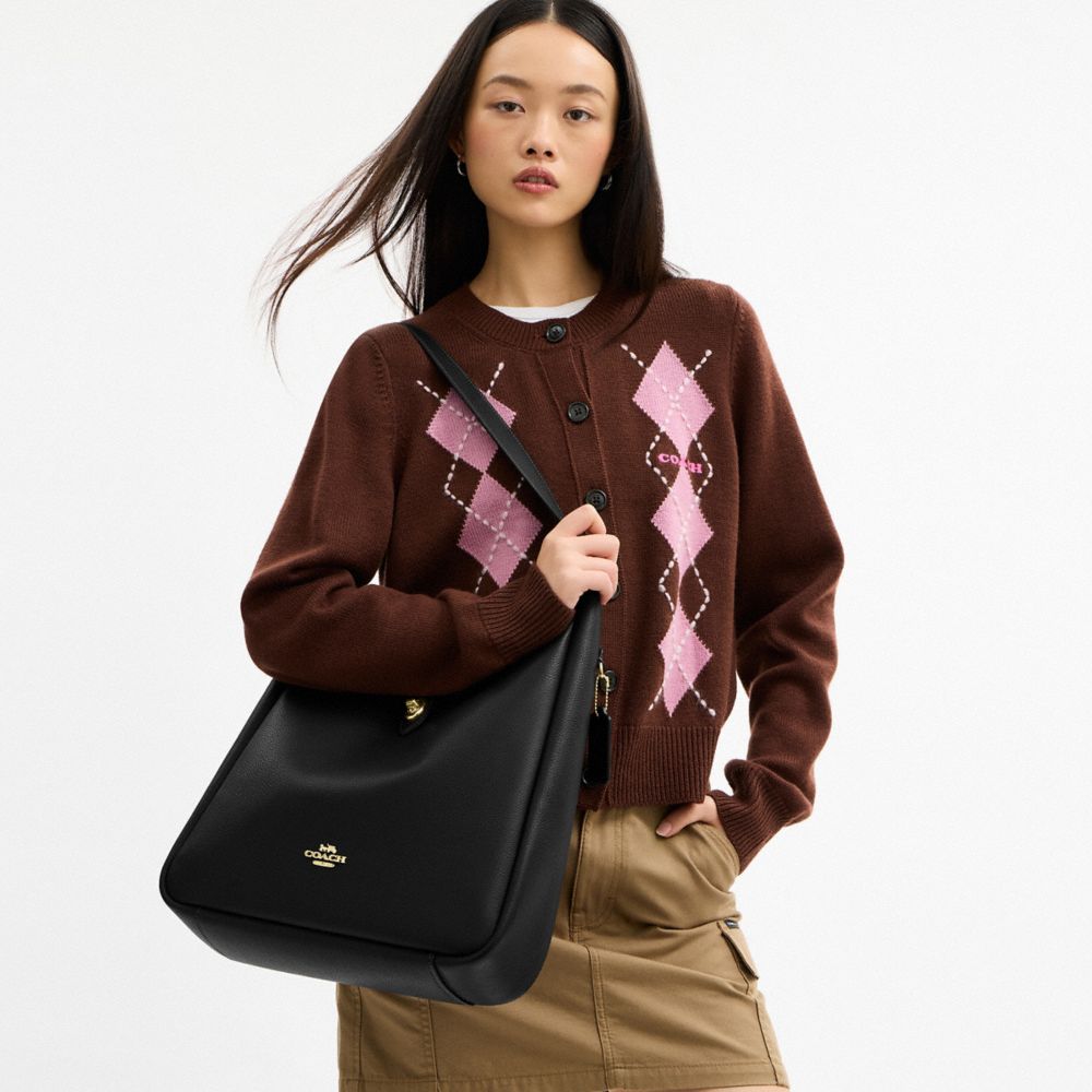 Coach Hadley Large Shoulder Bag Gold Black