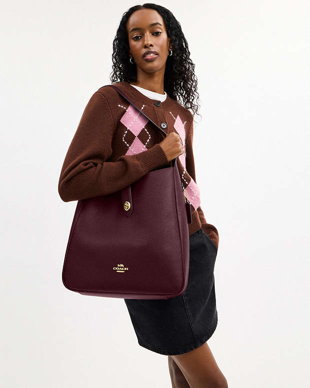 Hadley Large Shoulder Bag Pebbled Leather-Im-Dark Wine Pebbled Leather-Im-Dark Wine