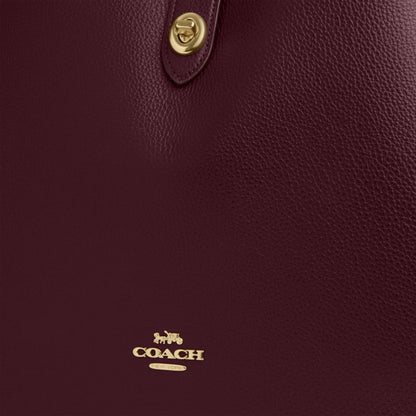 Coach Hadley Large Shoulder Bag Gold Dark Wine