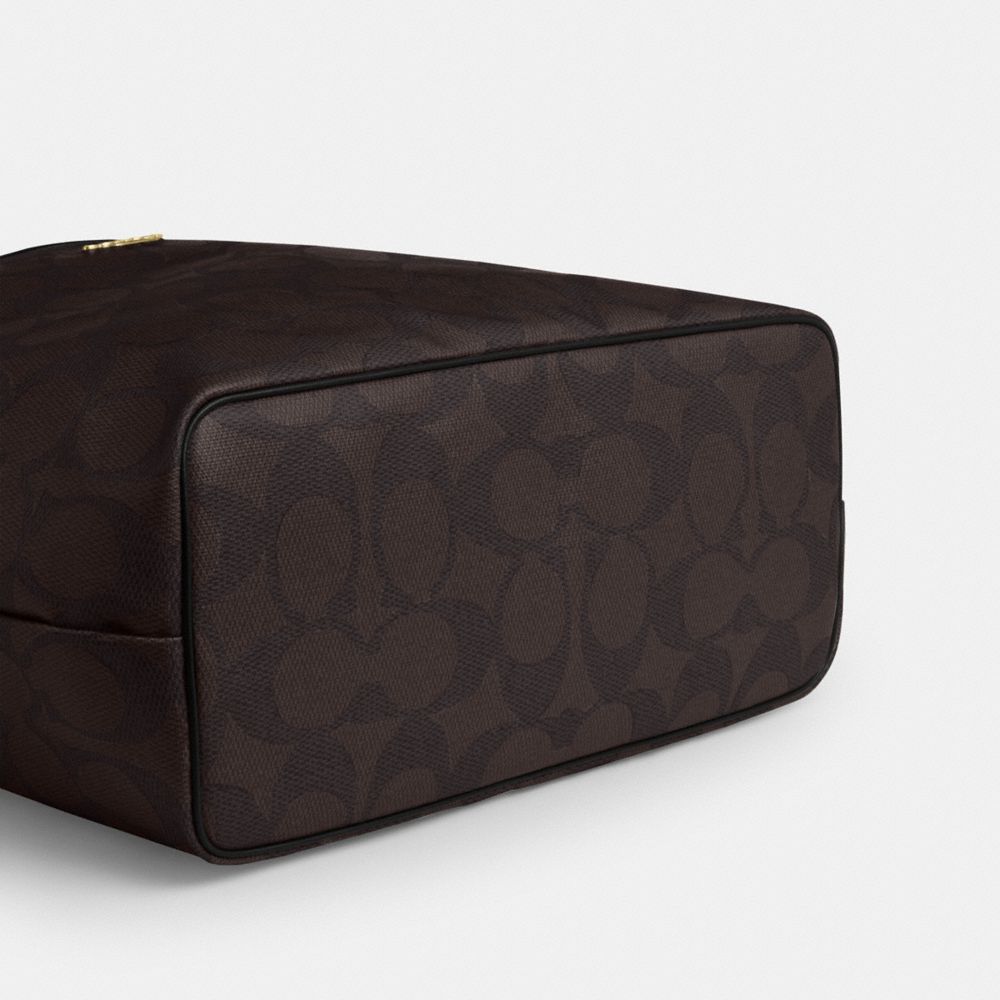 Coach Large City Tote Bag In Maxi Signature Canvas Gold Walnut Black