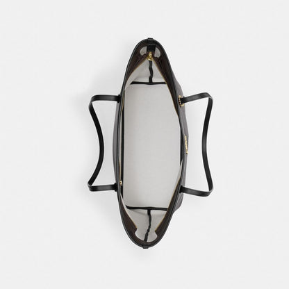 Coach Large City Tote Bag In Maxi Signature Canvas Gold Walnut Black