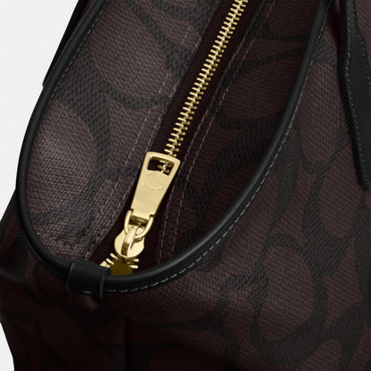 Coach Large City Tote Bag In Maxi Signature Canvas Gold Walnut Black