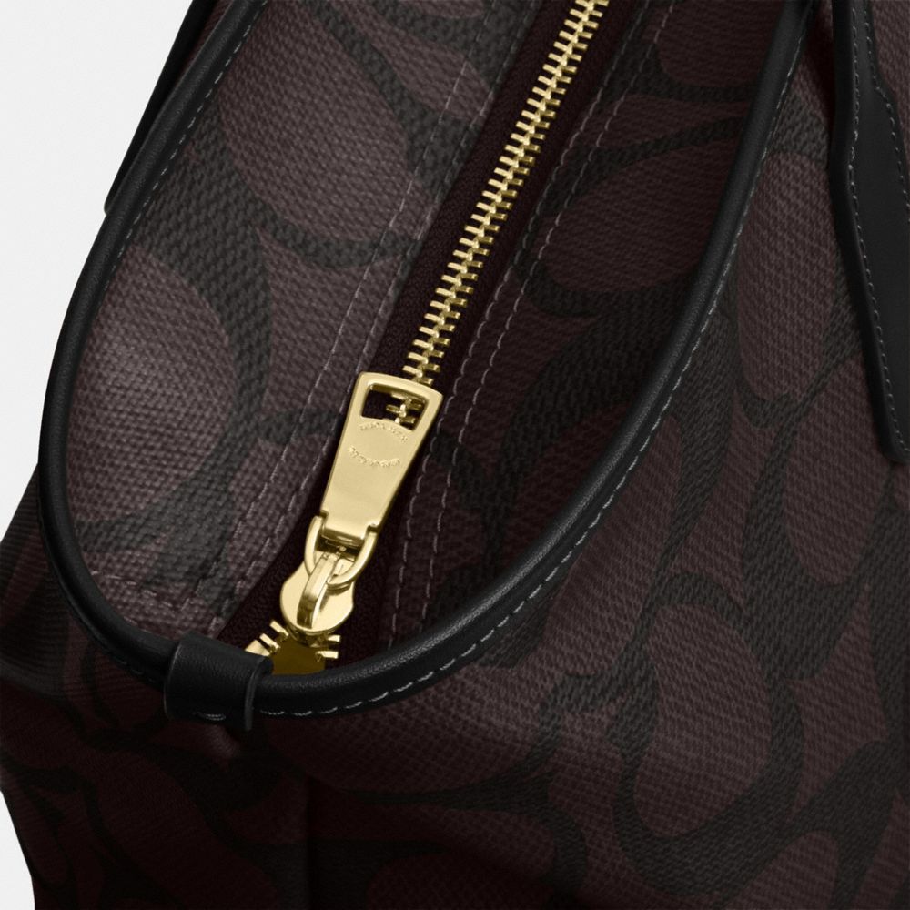 Coach Large City Tote Bag In Maxi Signature Canvas Gold Walnut Black