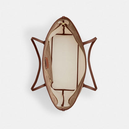 Coach Large City Tote Bag In Maxi Signature Canvas Gold Tan Brown