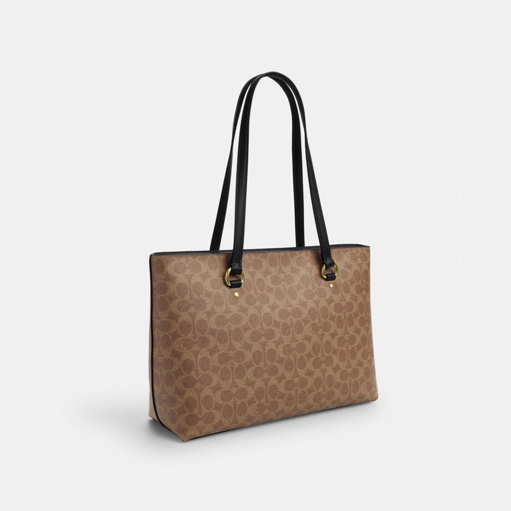 Station Tote Bag In Signature Canvas Signature Canvas-Gold-Tan-Black Signature Canvas-Gold-Tan-Black