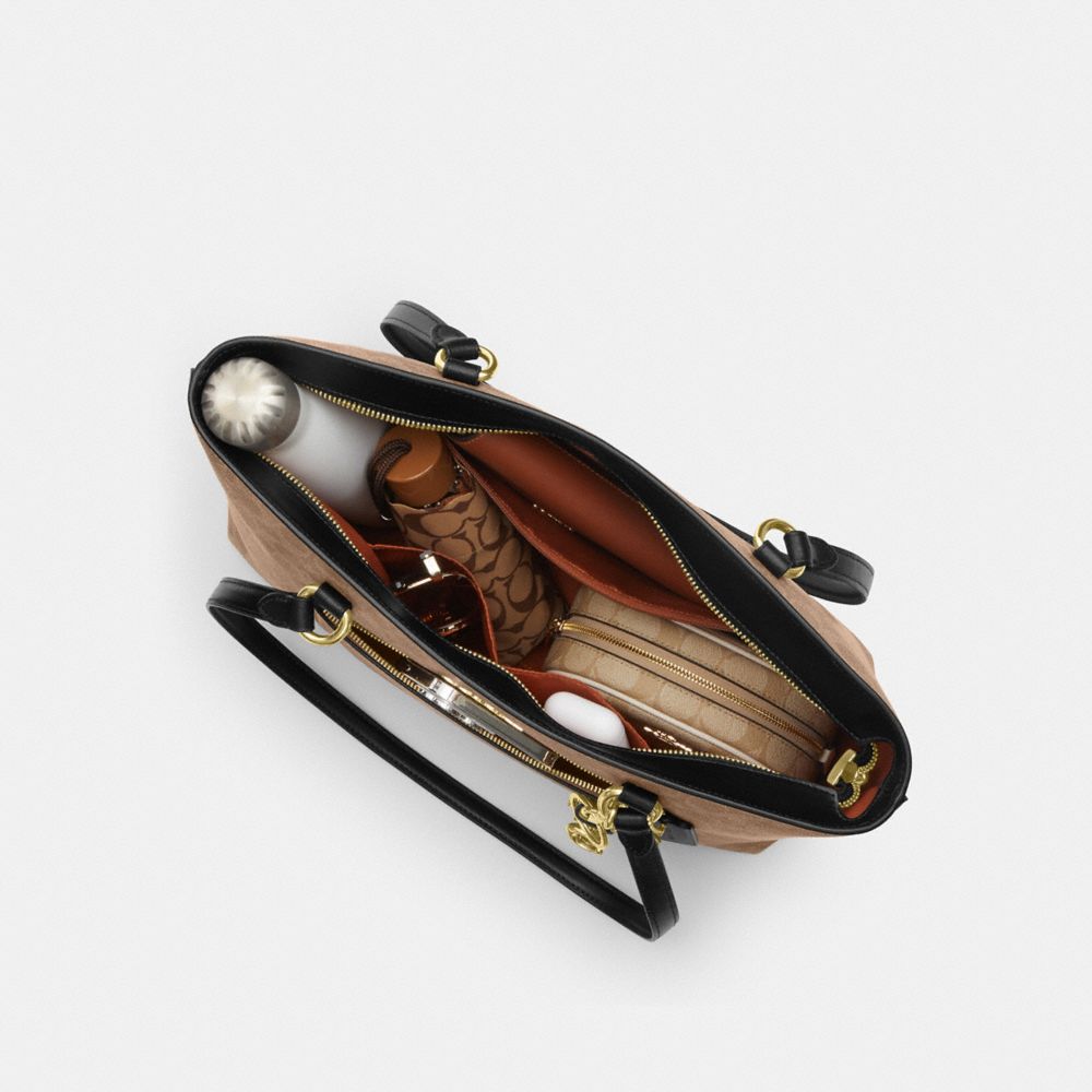 Coach Station Tote Bag In Signature Canvas Gold Tan Black