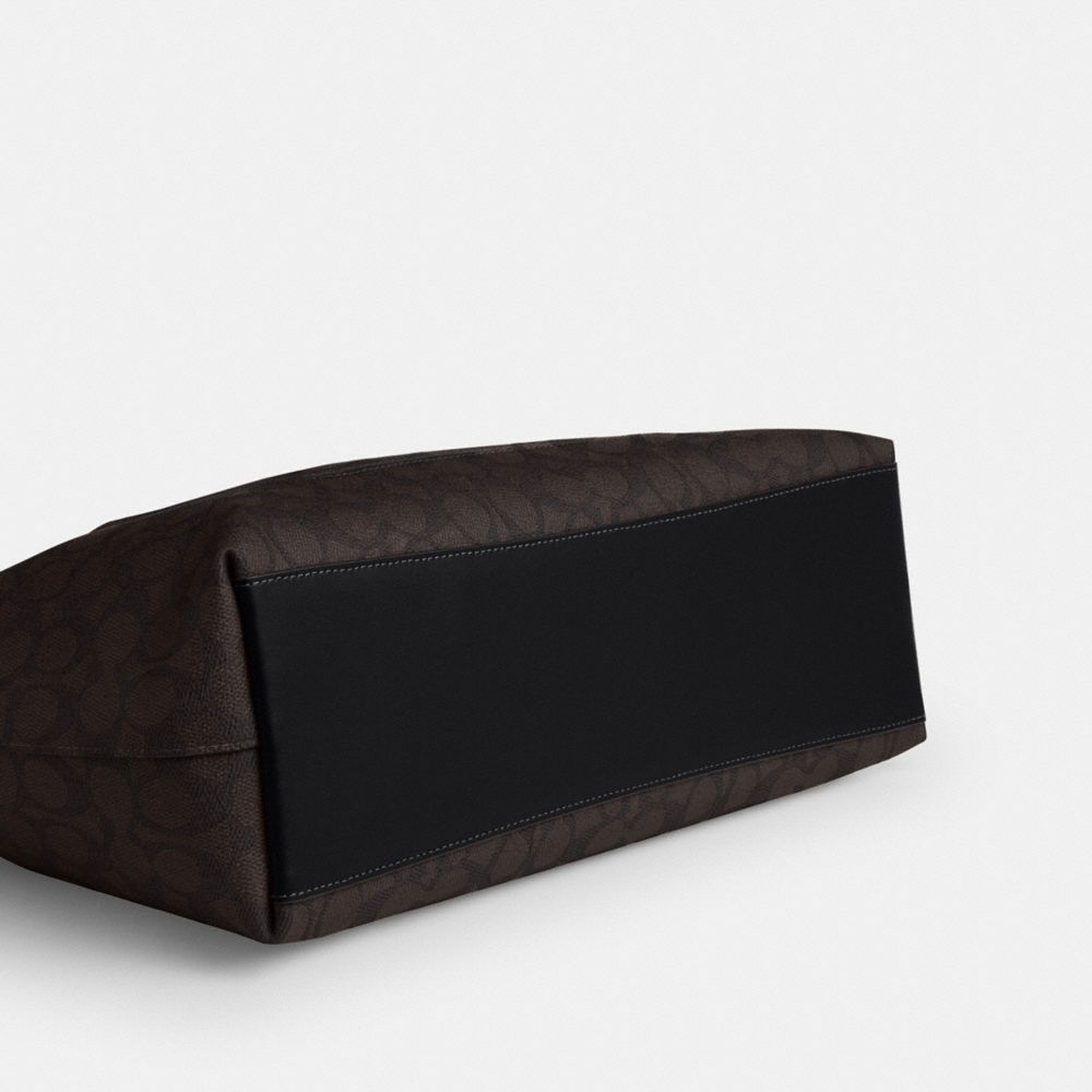 Coach Station Tote Bag In Signature Canvas Gold Walnut Black