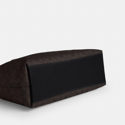Coach Station Tote Bag In Signature Canvas Gold Walnut Black