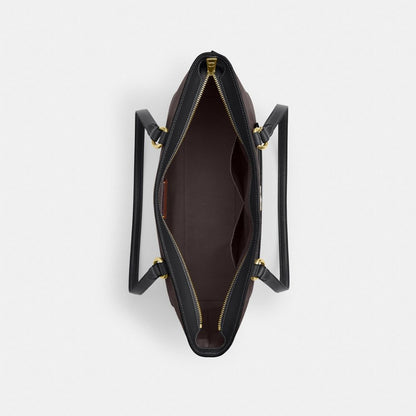Coach Station Tote Bag In Signature Canvas Gold Walnut Black