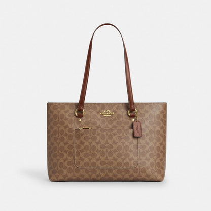 Station Tote Bag In Signature Canvas Signature Canvas-Gold-Tan-Brown Signature Canvas-Gold-Tan-Brown