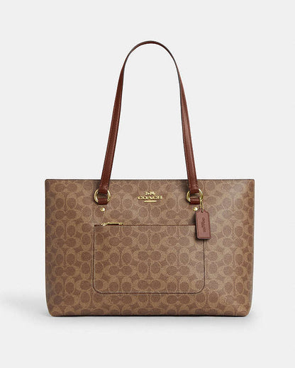 Station Tote Bag In Signature Canvas Signature Canvas-Gold-Tan-Brown Signature Canvas-Gold-Tan-Brown