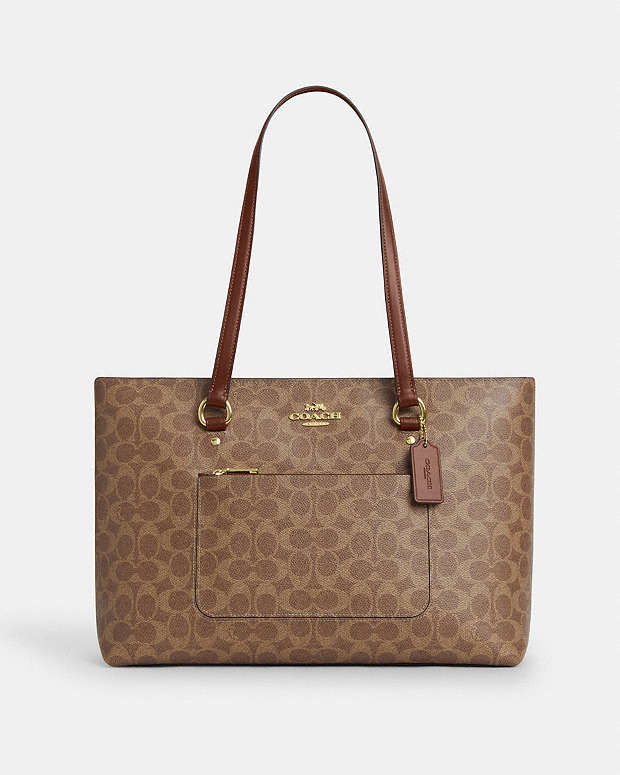 Station Tote Bag In Signature Canvas Signature Canvas-Gold-Tan-Brown Signature Canvas-Gold-Tan-Brown