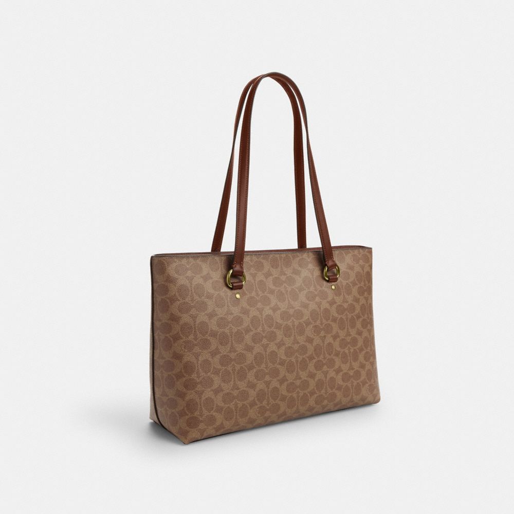 Station Tote Bag In Signature Canvas Signature Canvas-Gold-Tan-Brown Signature Canvas-Gold-Tan-Brown