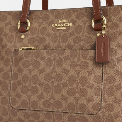 Coach Station Tote Bag In Signature Canvas Gold Tan Brown