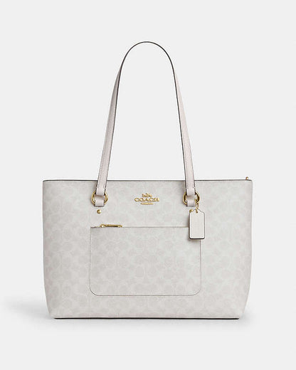 Station Tote Bag In Signature Canvas Signature Canvas-Gold-White-Chalk Signature Canvas-Gold-White-Chalk