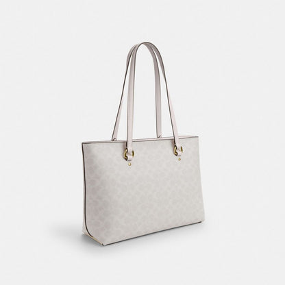 Station Tote Bag In Signature Canvas Signature Canvas-Gold-White-Chalk Signature Canvas-Gold-White-Chalk