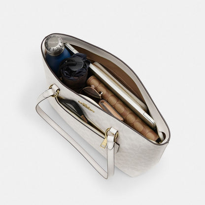 Coach Station Tote Bag In Signature Canvas Gold White Chalk