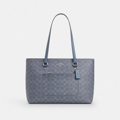 Station Tote Bag In Signature Canvas Signature Canvas-Silver-Chambray Signature Canvas-Silver-Chambray