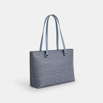Station Tote Bag In Signature Canvas Signature Canvas-Silver-Chambray Signature Canvas-Silver-Chambray