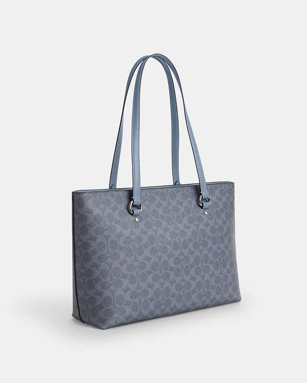 Station Tote Bag In Signature Canvas Signature Canvas-Silver-Chambray Signature Canvas-Silver-Chambray