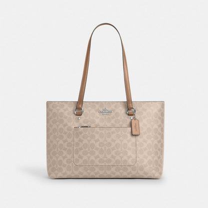 Station Tote Bag In Signature Canvas Signature Canvas-Silver-Sand-Taupe Signature Canvas-Silver-Sand-Taupe