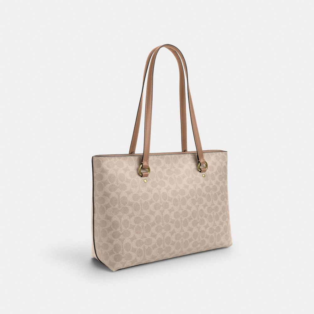 Station Tote Bag In Signature Canvas Signature Canvas-Silver-Sand-Taupe Signature Canvas-Silver-Sand-Taupe