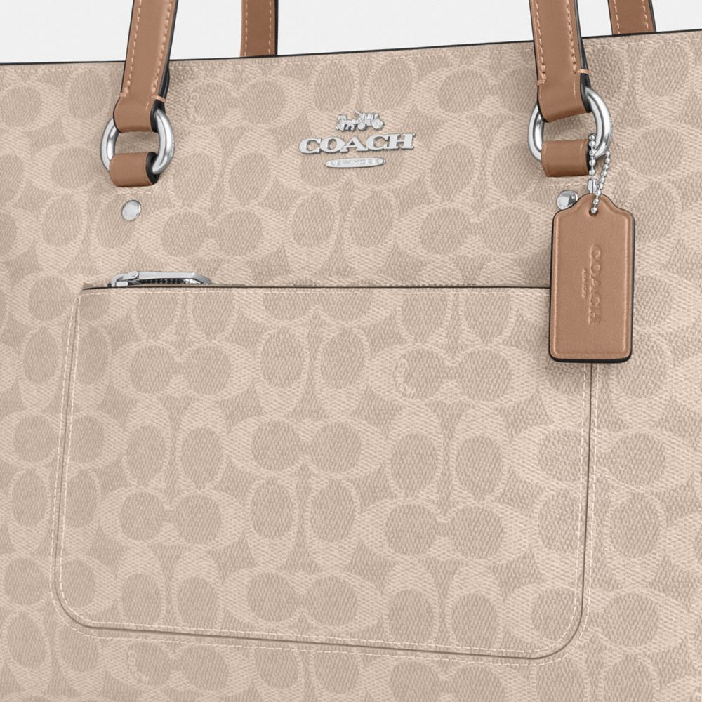 Coach Station Tote Bag In Signature Canvas Silver
