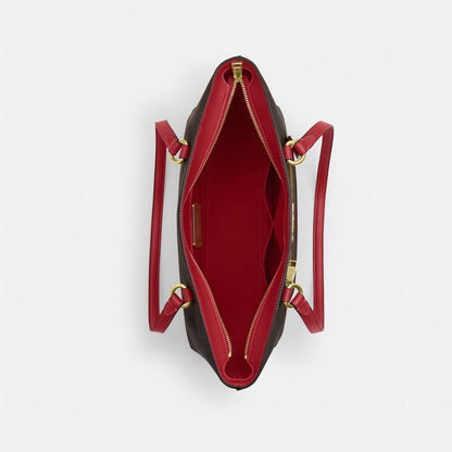 Coach Station Tote Bag In Maxi Signature Canvas Im Walnut True Red