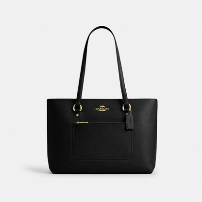 Station Tote Bag Crossgrain Leather-Gold-Black Crossgrain Leather-Gold-Black