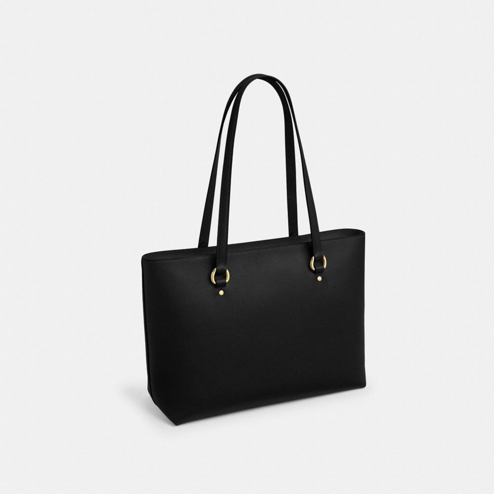 Station Tote Bag Crossgrain Leather-Gold-Black Crossgrain Leather-Gold-Black