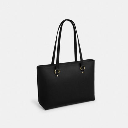 Station Tote Bag Crossgrain Leather-Gold-Black Crossgrain Leather-Gold-Black