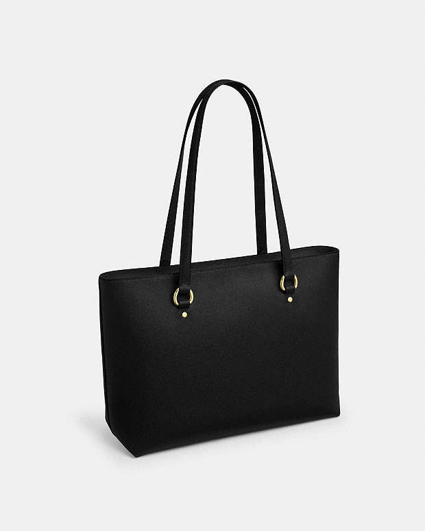 Station Tote Bag Crossgrain Leather-Gold-Black Crossgrain Leather-Gold-Black