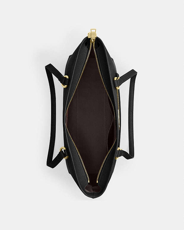 Station Tote Bag Crossgrain Leather-Gold-Black Crossgrain Leather-Gold-Black