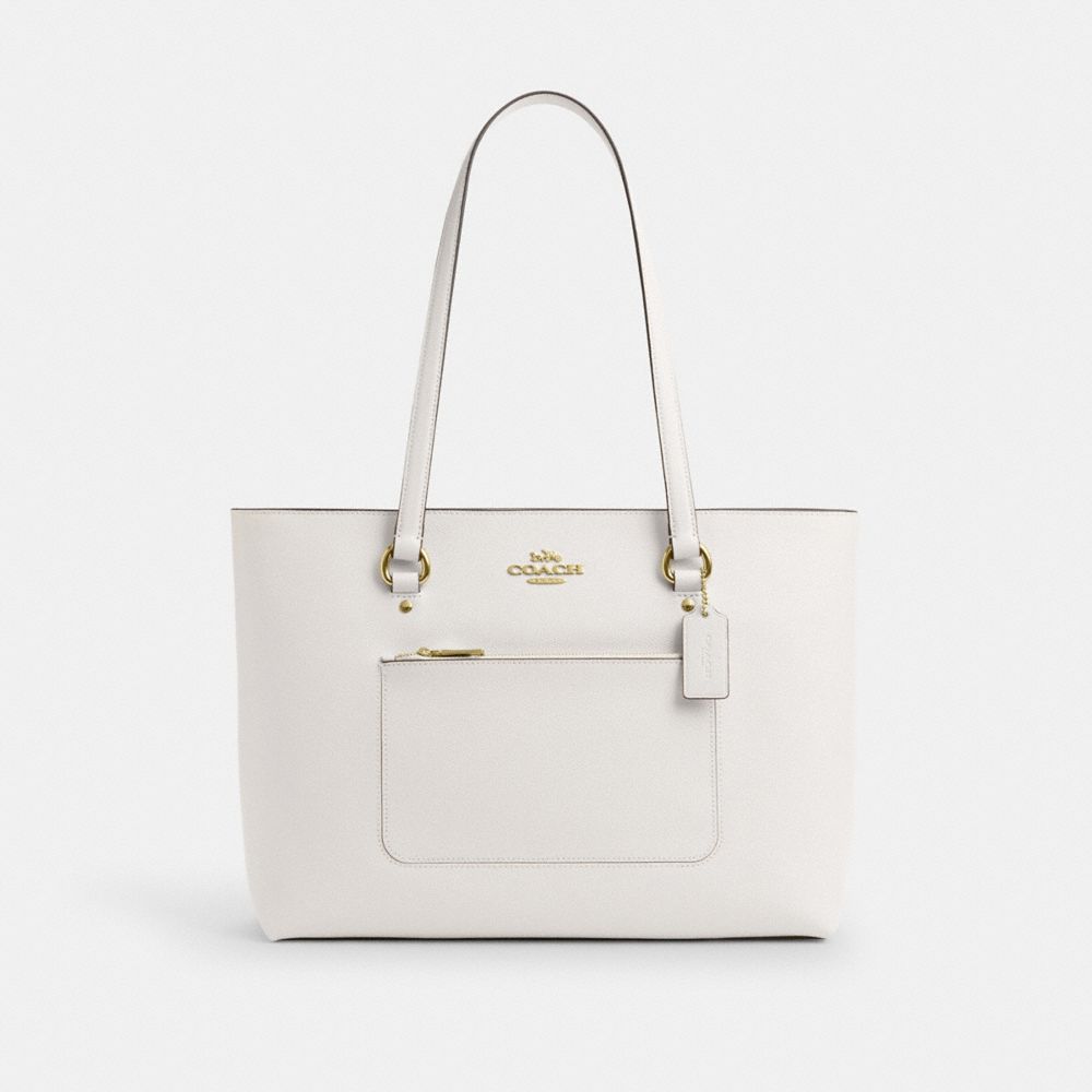 Station Tote Bag Crossgrain Leather-Gold-Chalk Crossgrain Leather-Gold-Chalk