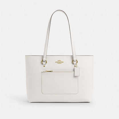 Station Tote Bag Crossgrain Leather-Gold-Chalk Crossgrain Leather-Gold-Chalk