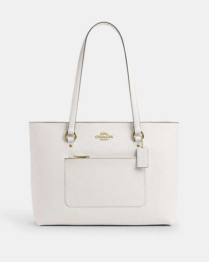 Station Tote Bag Crossgrain Leather-Gold-Chalk Crossgrain Leather-Gold-Chalk