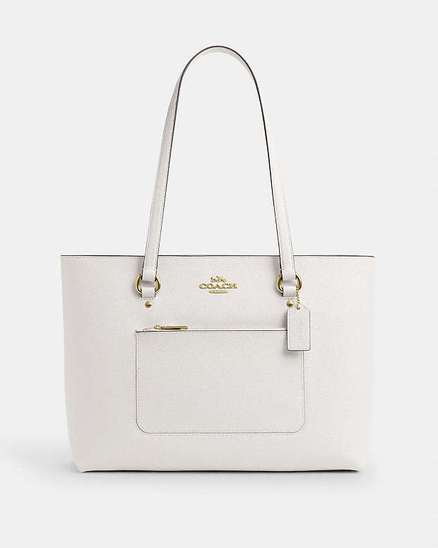 Station Tote Bag Crossgrain Leather-Gold-Chalk Crossgrain Leather-Gold-Chalk