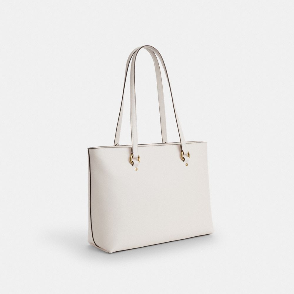 Station Tote Bag Crossgrain Leather-Gold-Chalk Crossgrain Leather-Gold-Chalk