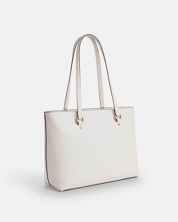Station Tote Bag Crossgrain Leather-Gold-Chalk Crossgrain Leather-Gold-Chalk