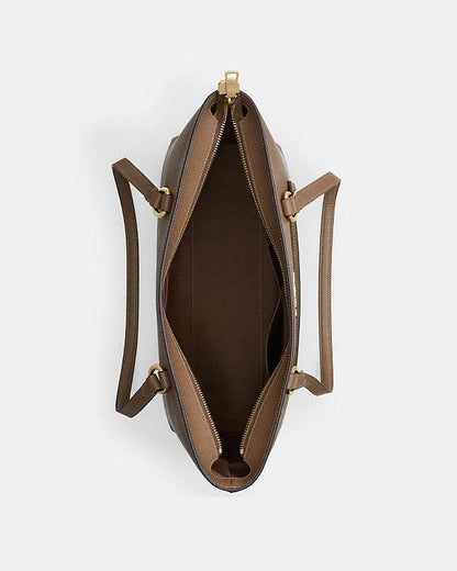 Station Tote Bag Crossgrain Leather-Gold-Dark Stone Crossgrain Leather-Gold-Dark Stone