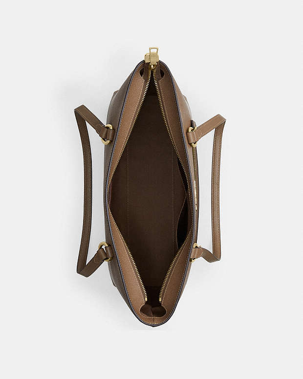 Station Tote Bag Crossgrain Leather-Gold-Dark Stone Crossgrain Leather-Gold-Dark Stone