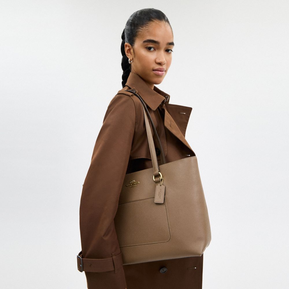 Coach Station Tote Bag Gold Dark Stone India | Kicks Machine