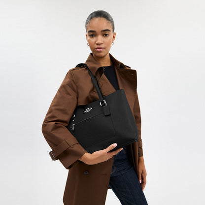 Coach Station Tote Bag Silver Black
