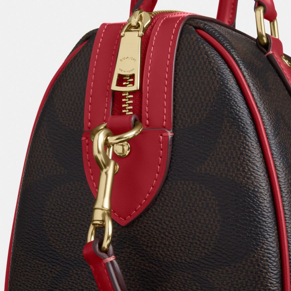 Coach Rowan Satchel Bag In Maxi Signature Canvas Gold