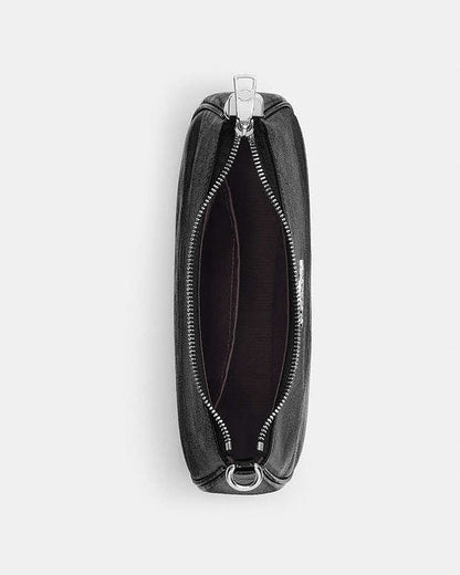 Teri Shoulder Bag With Pouch Crinkle Leather-Silver-Black Crinkle Leather-Silver-Black