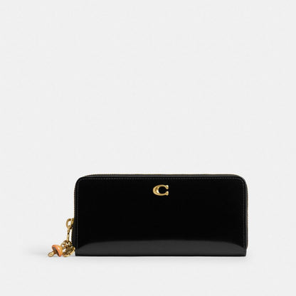 Coach Essential Slim Accordion Zip Wallet With Charms Brass Black