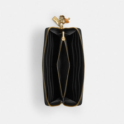 Coach Essential Slim Accordion Zip Wallet With Charms Brass Black