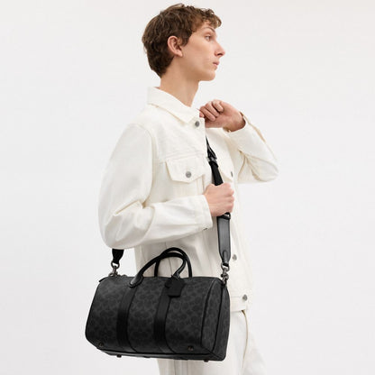 Coach Compass Bag 35 In Signature Canvas Black Signature